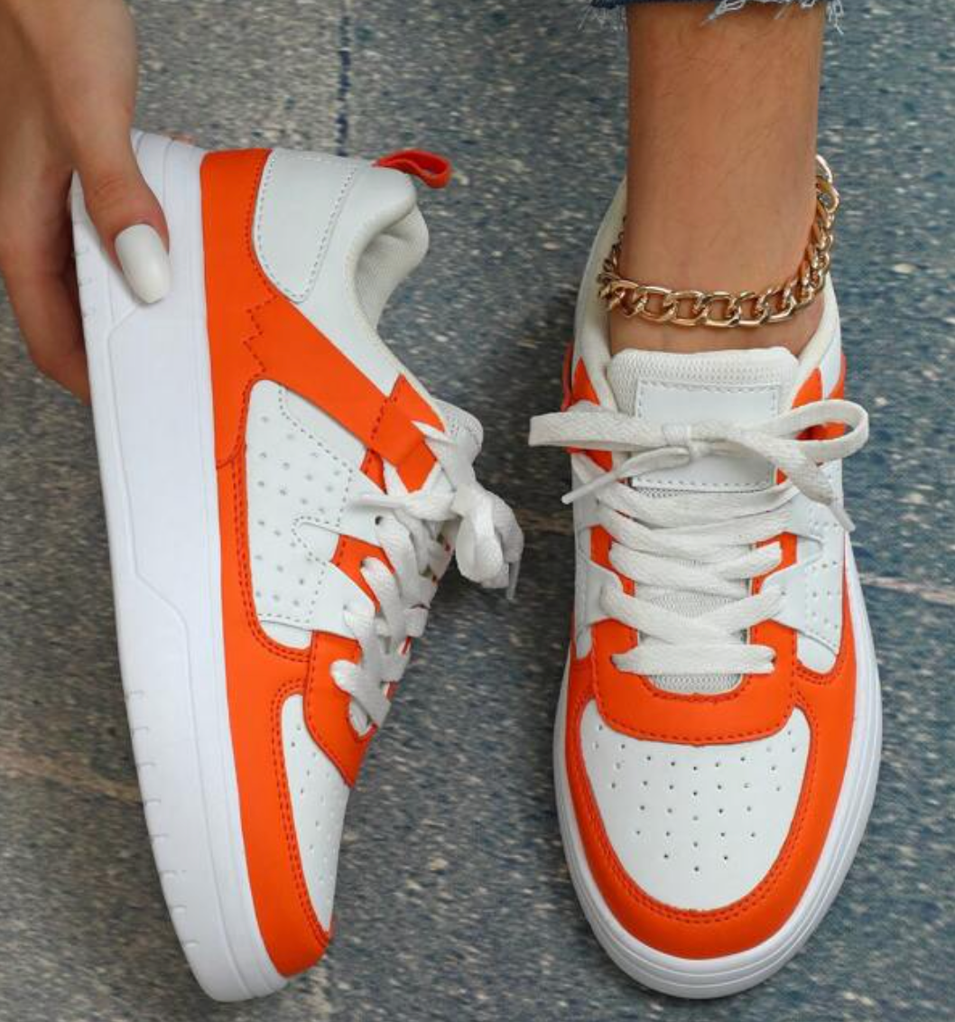 Women's Color Block Platform Sneakers Trendy Casual Style