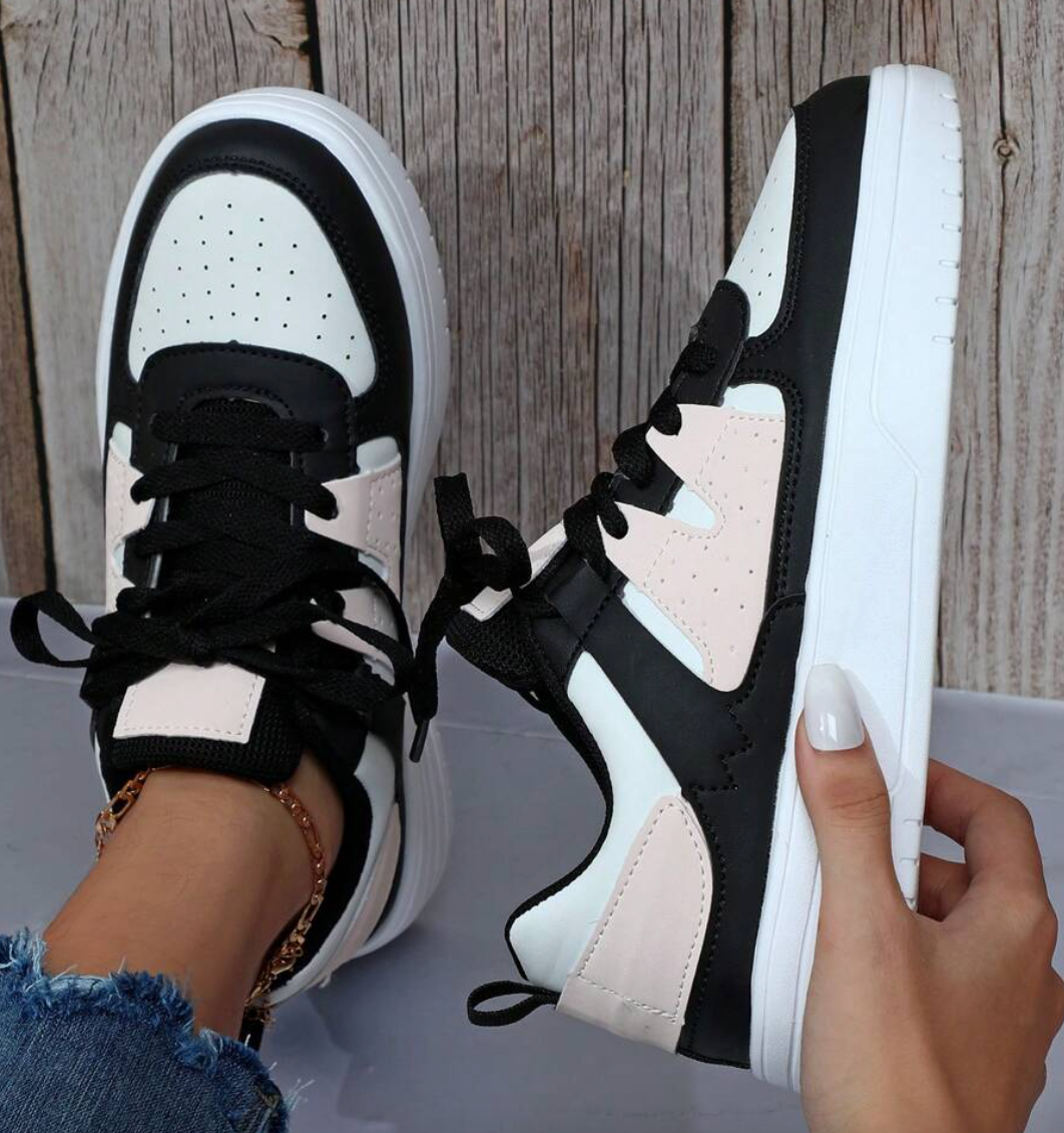 Women's Color Block Platform Sneakers Trendy Casual Style
