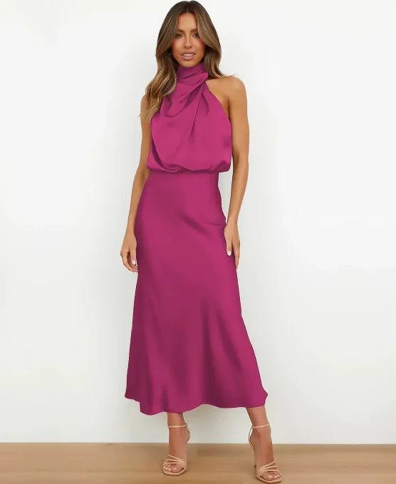 Vestido midi de talle alto para mujer