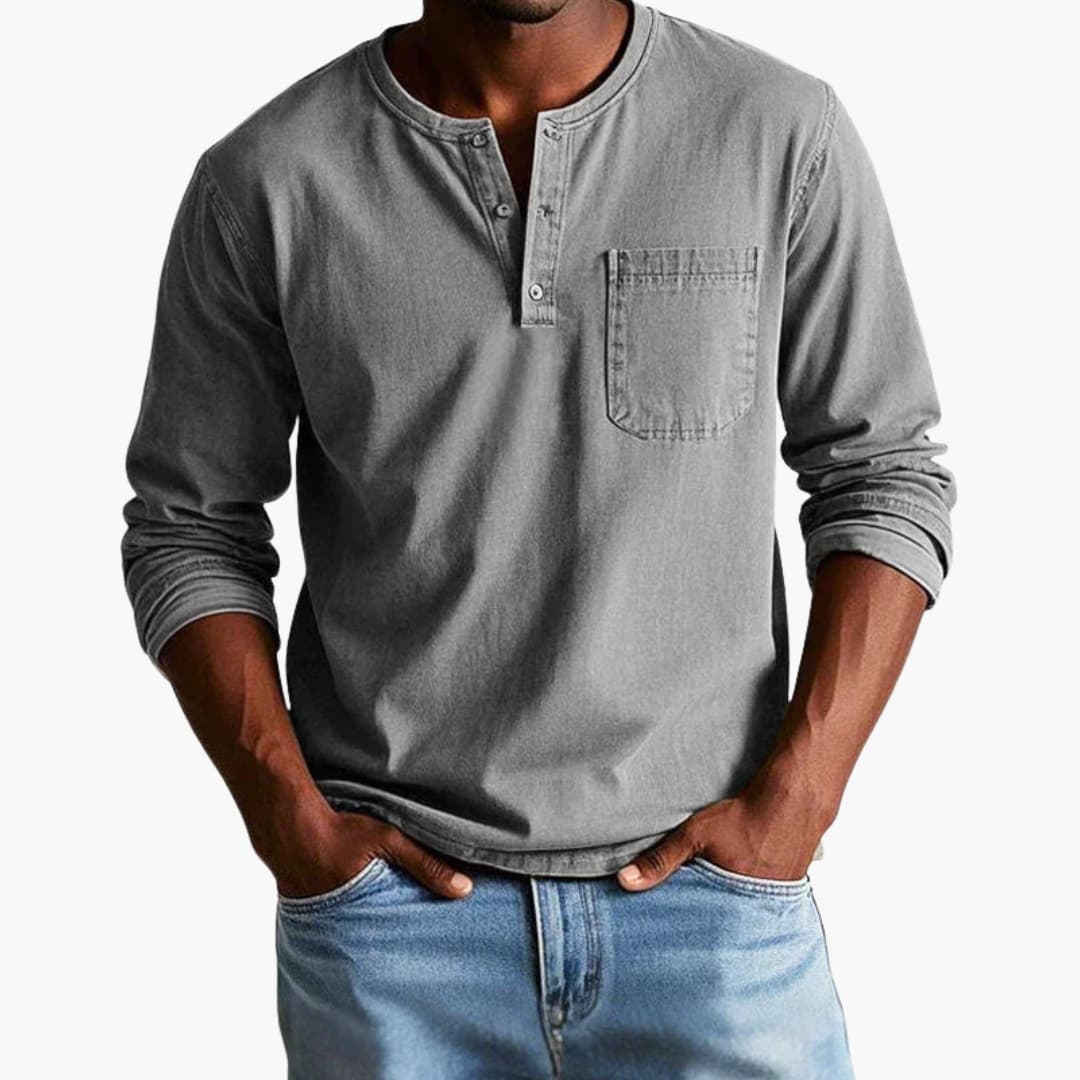 Men's long-sleeve comfortable crew neck T-shirt