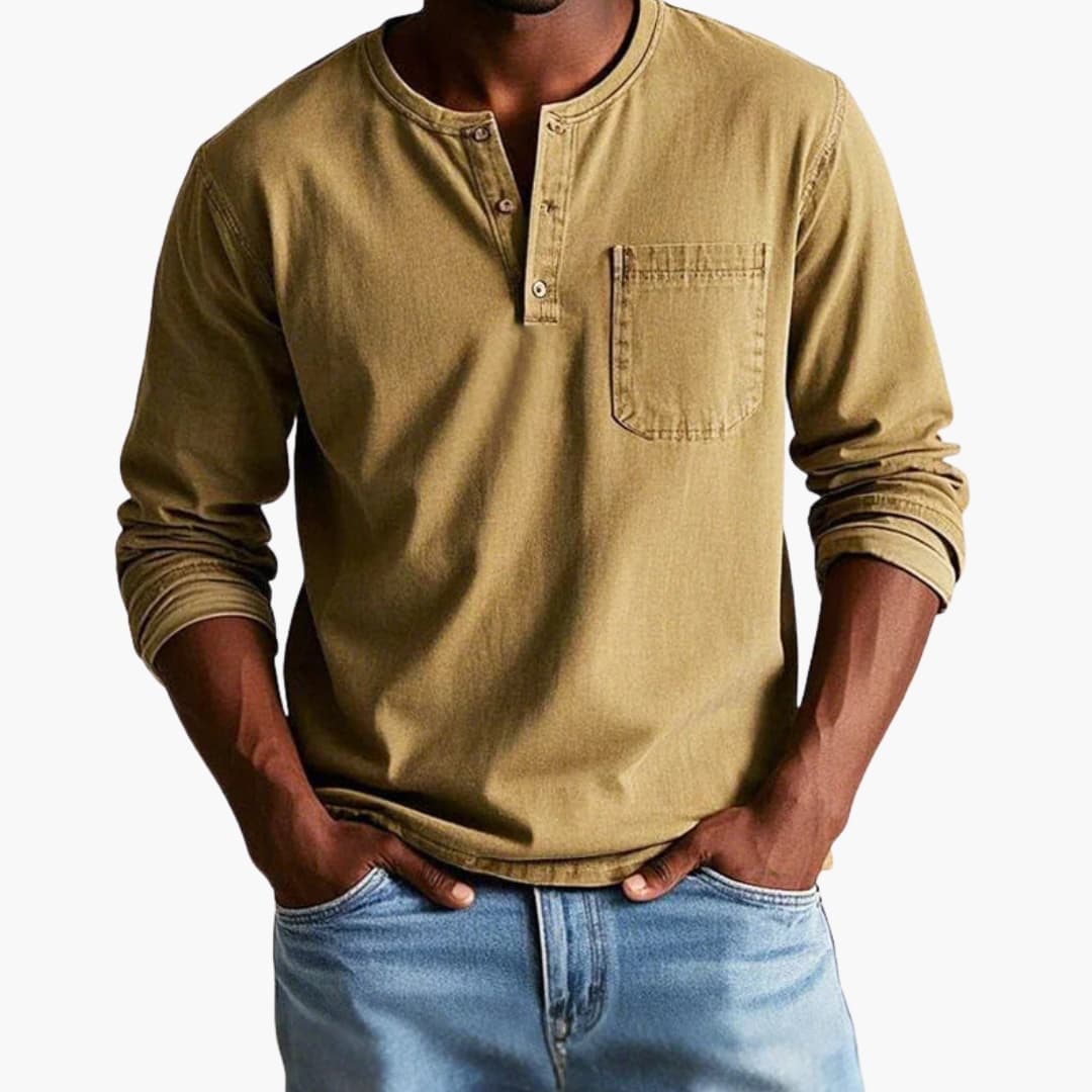 Men's long-sleeve comfortable crew neck T-shirt