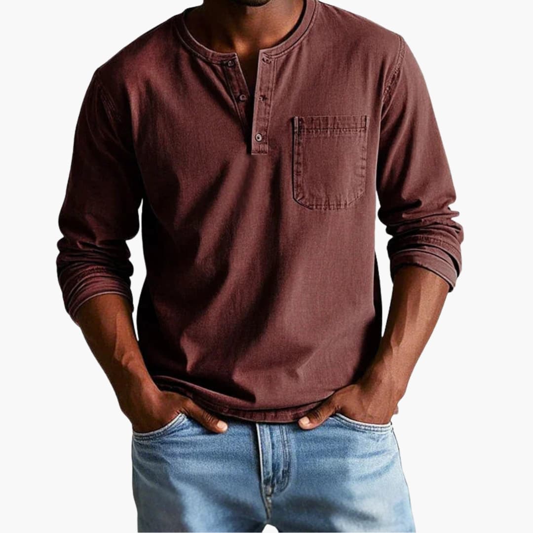 Men's long-sleeve comfortable crew neck T-shirt