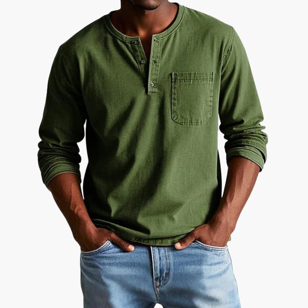 Men's long-sleeve comfortable crew neck T-shirt
