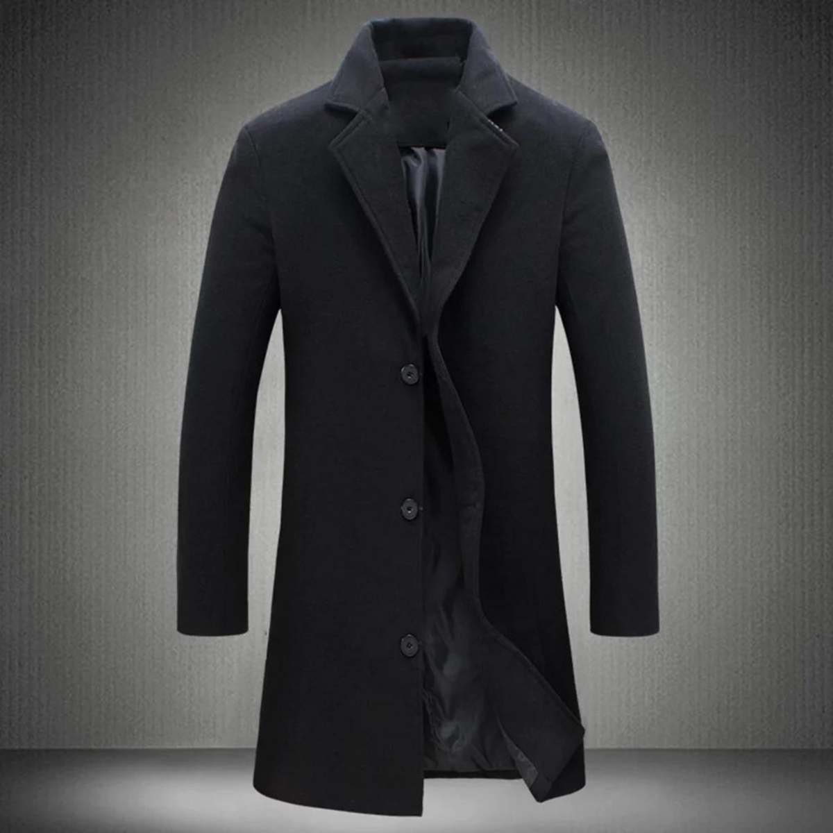 Manteau largo clásico de lana para hombre