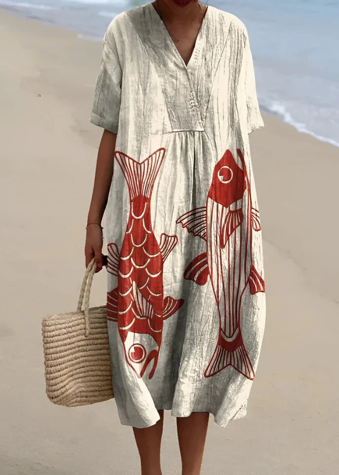Kaftan Long Femme Manches Longues Imprimé Artisanal