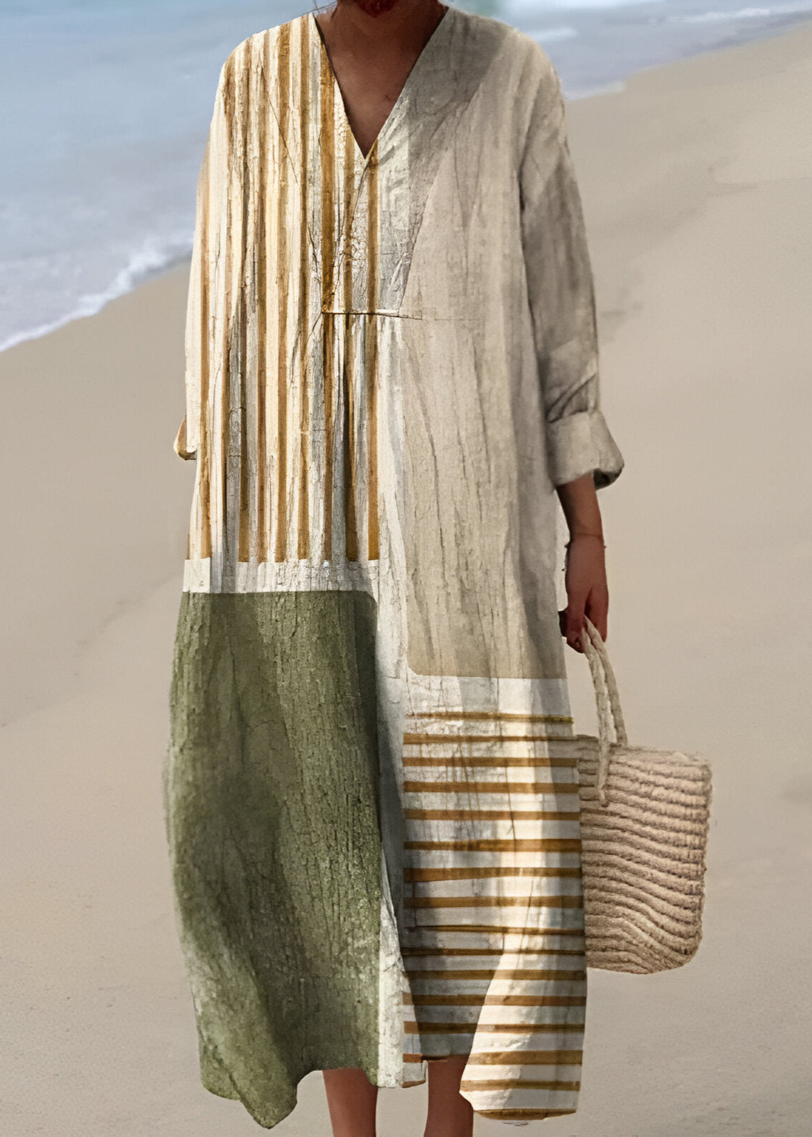 Kaftan Long Femme Manches Longues Imprimé Artisanal
