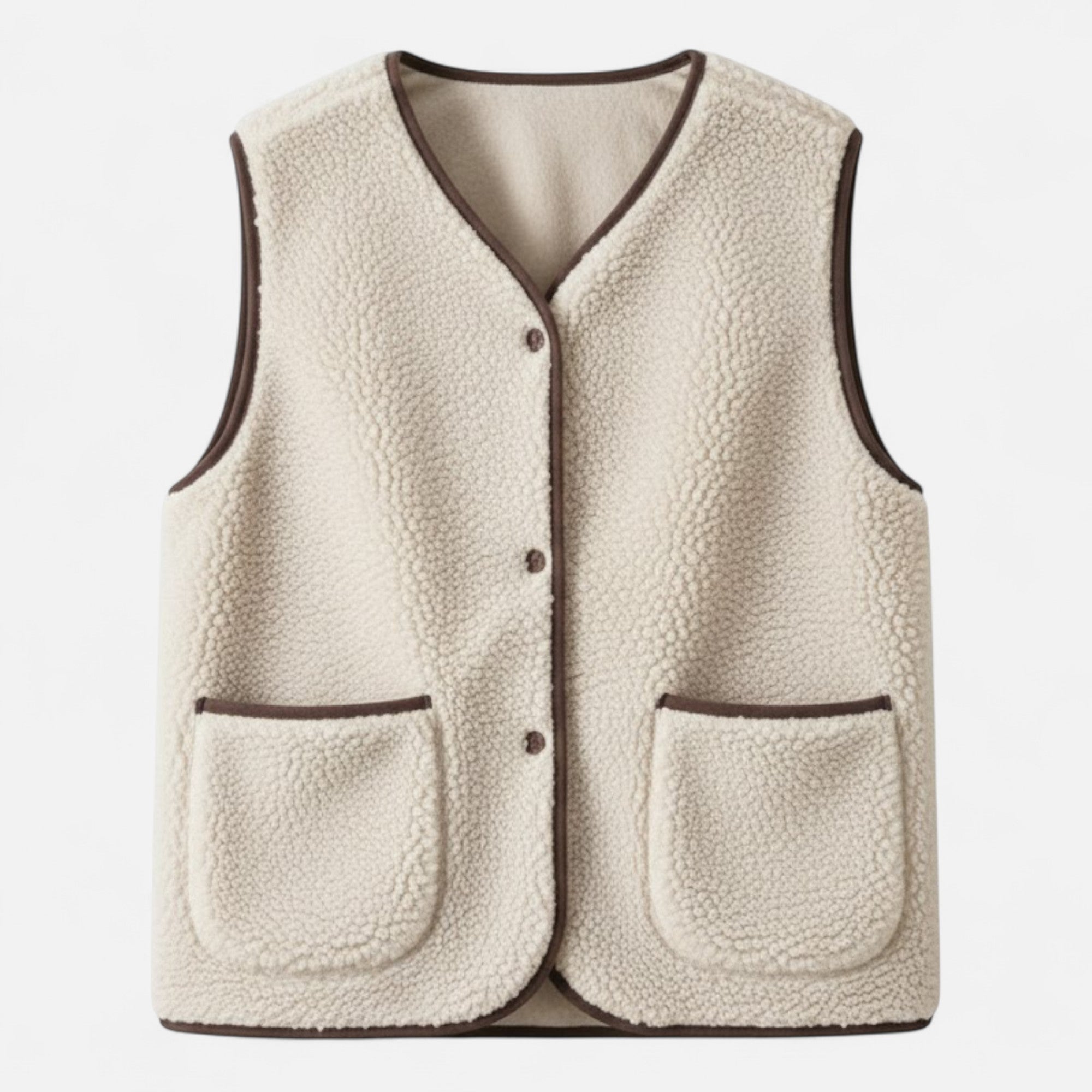 Gilet Sans Manches Femme Effet Sherpa avec Poches
