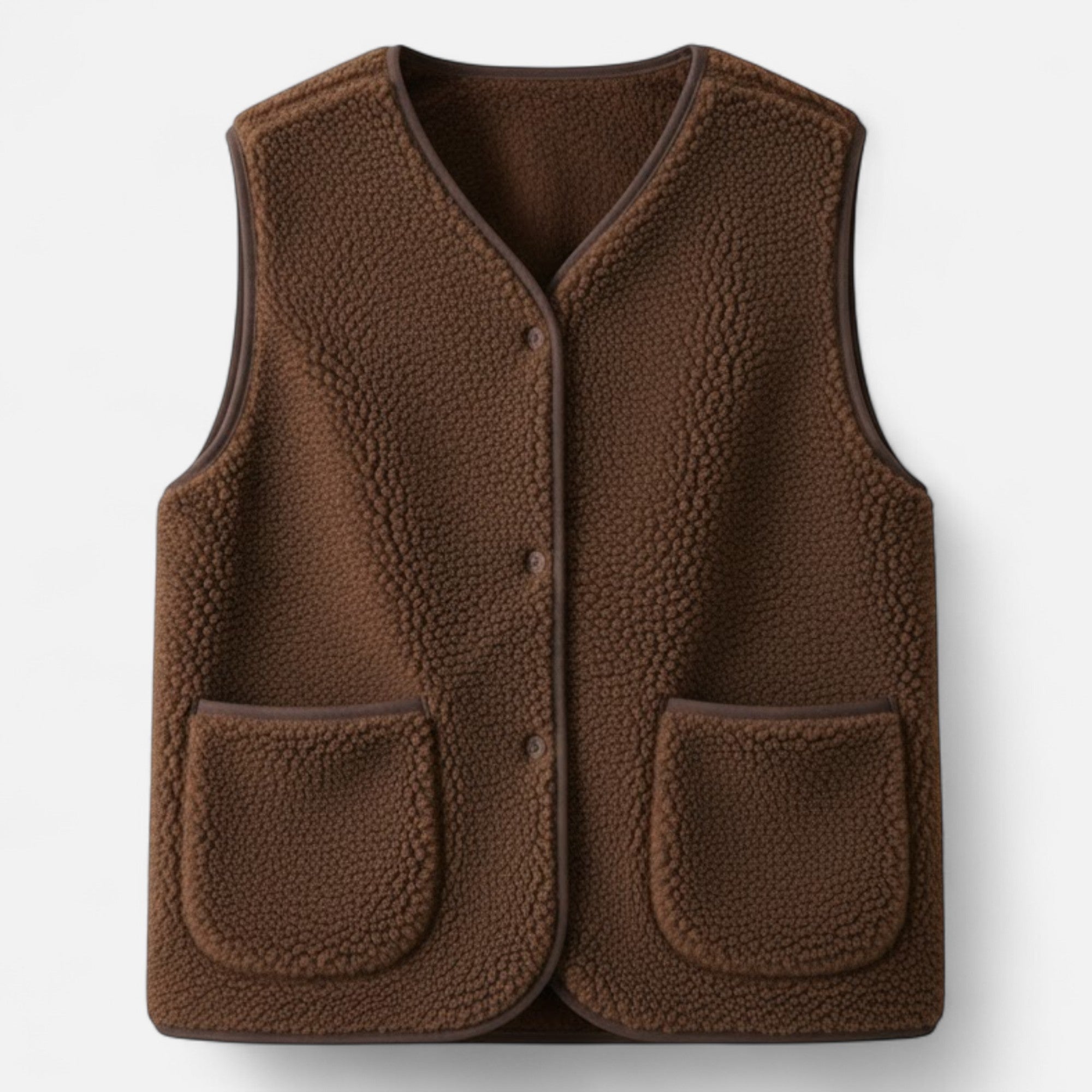 Gilet Sans Manches Femme Effet Sherpa avec Poches