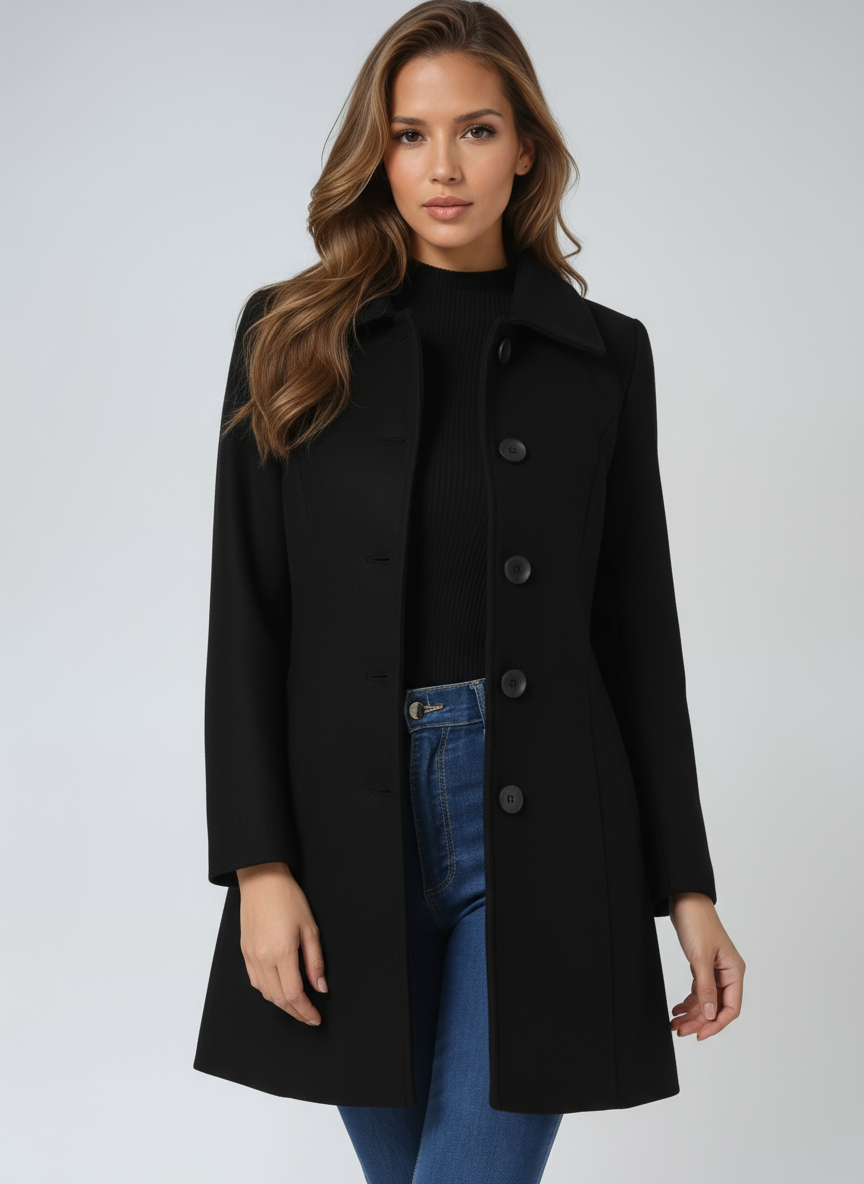 Manteau Classique Pour Femme À Simple Boutonnage Et En Mélange De Laine