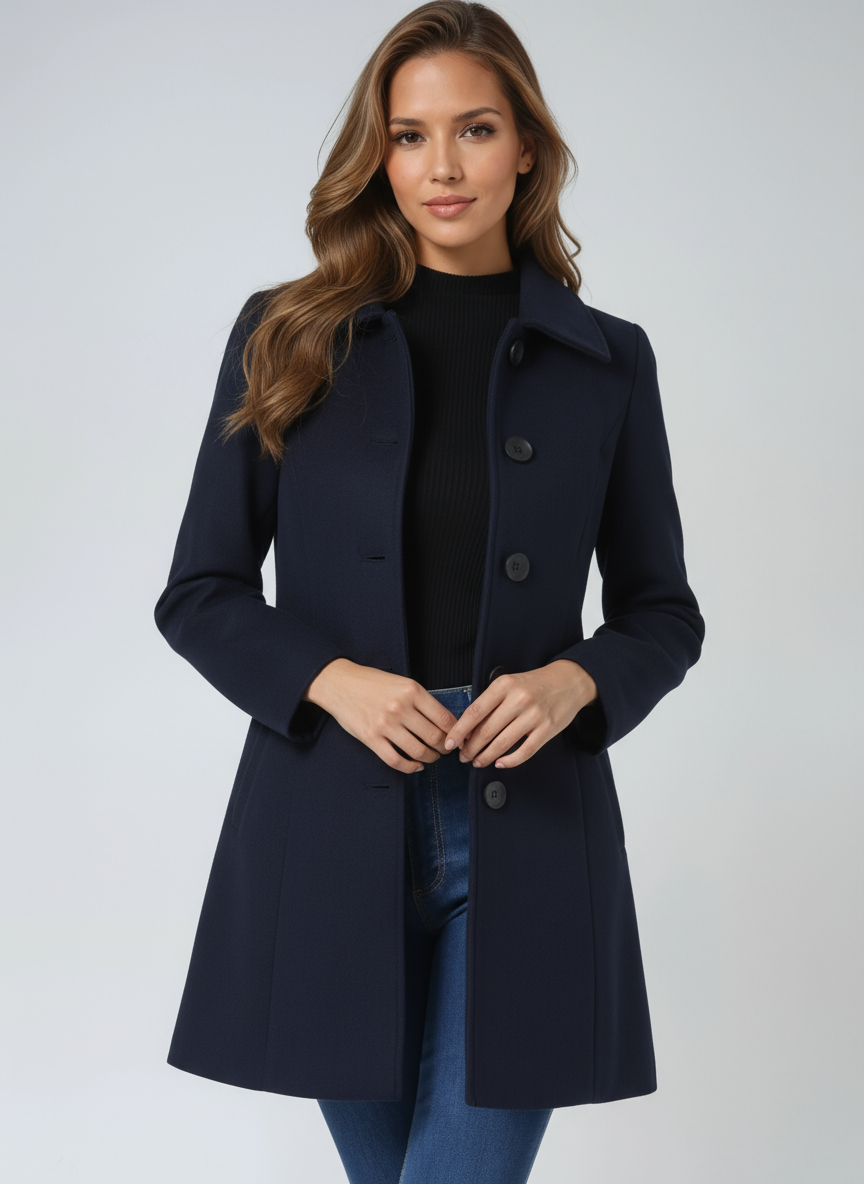 Manteau Classique Pour Femme À Simple Boutonnage Et En Mélange De Laine