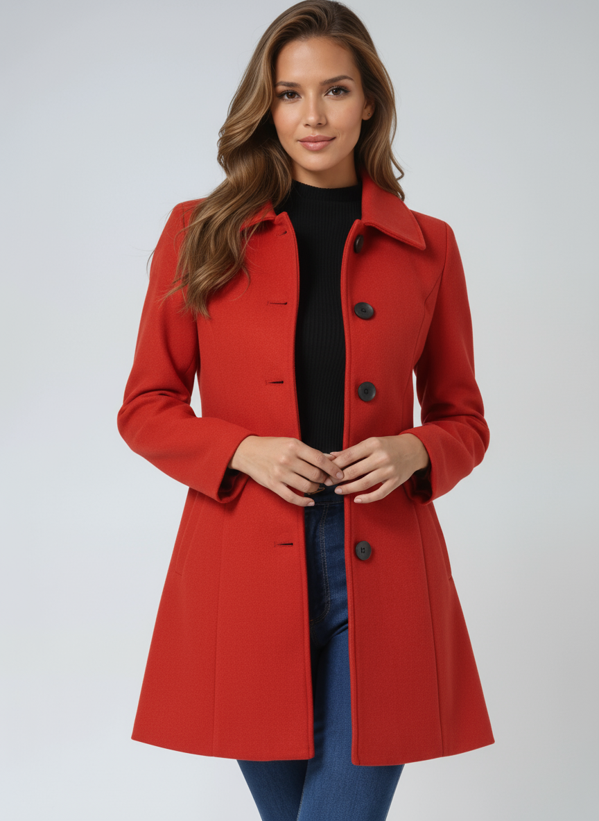 Manteau Classique Pour Femme À Simple Boutonnage Et En Mélange De Laine