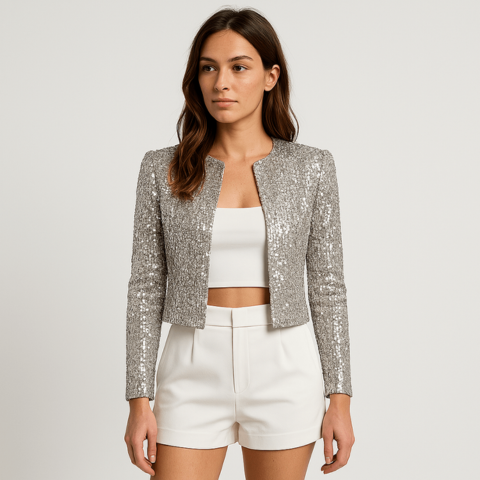 Blazer Court à Sequins de Soirée pour Femme