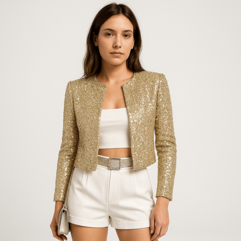 Blazer Court à Sequins de Soirée pour Femme