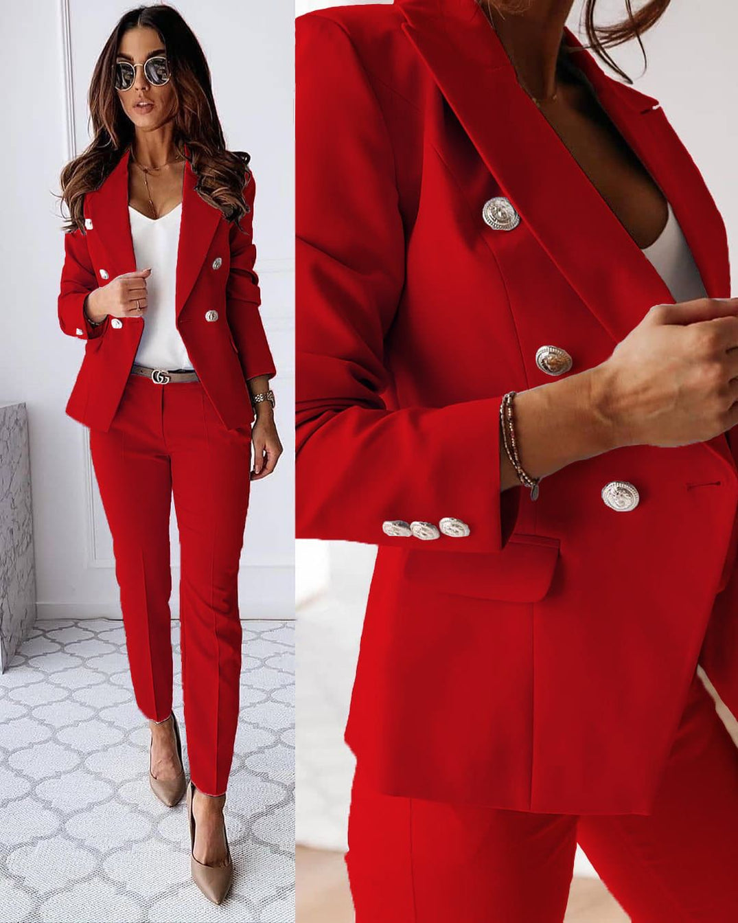 Women’s Matching Blazer and Trousers Suit Set