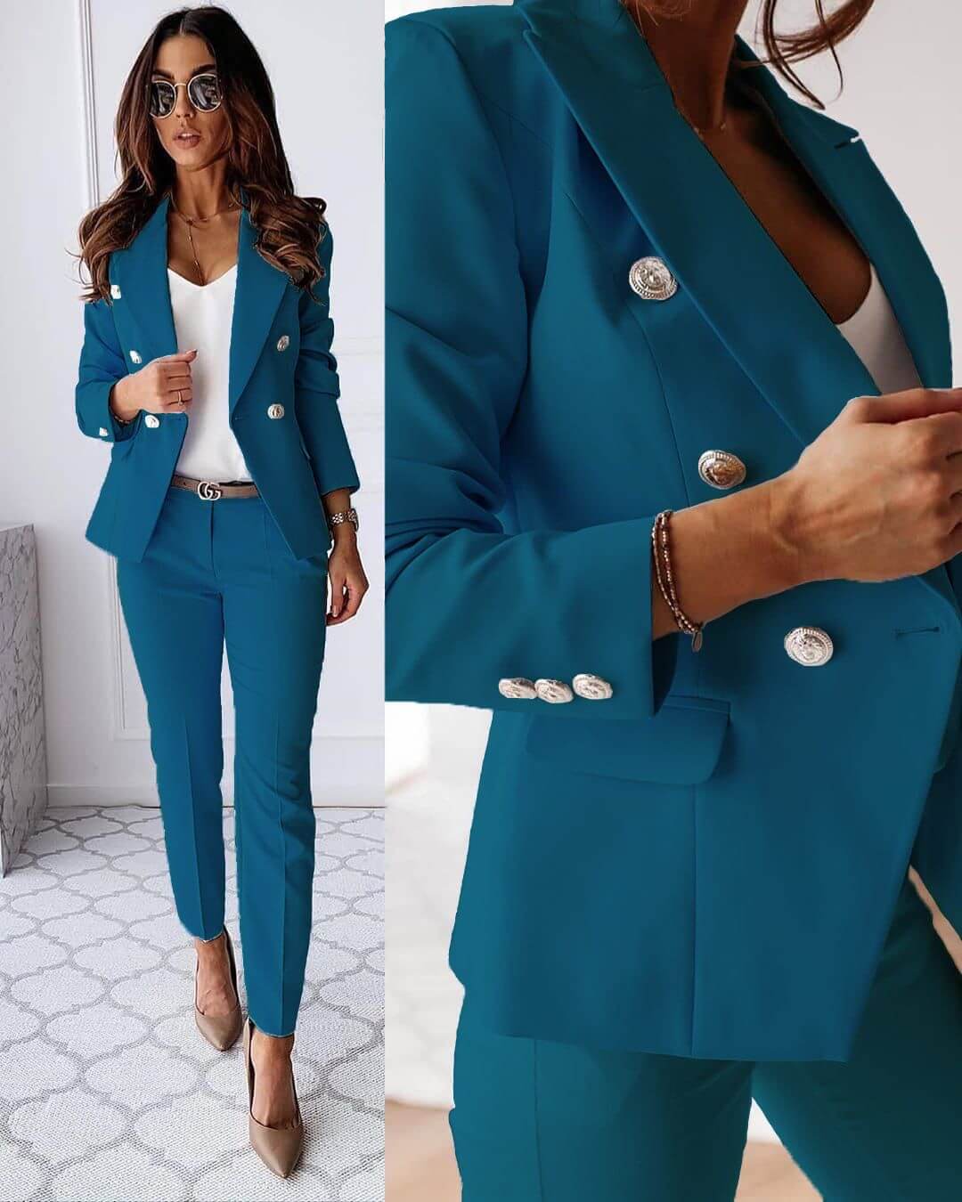 Women’s Matching Blazer and Trousers Suit Set