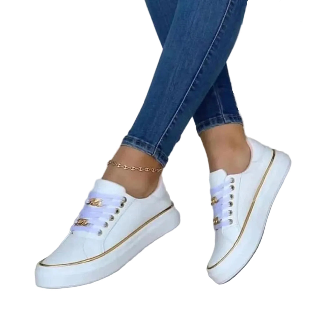 Casual Lace-Up Platform Sneakers for Women's Everyday Comfort