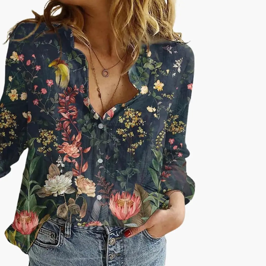 Blouse Artistique Imprimée pour Femme