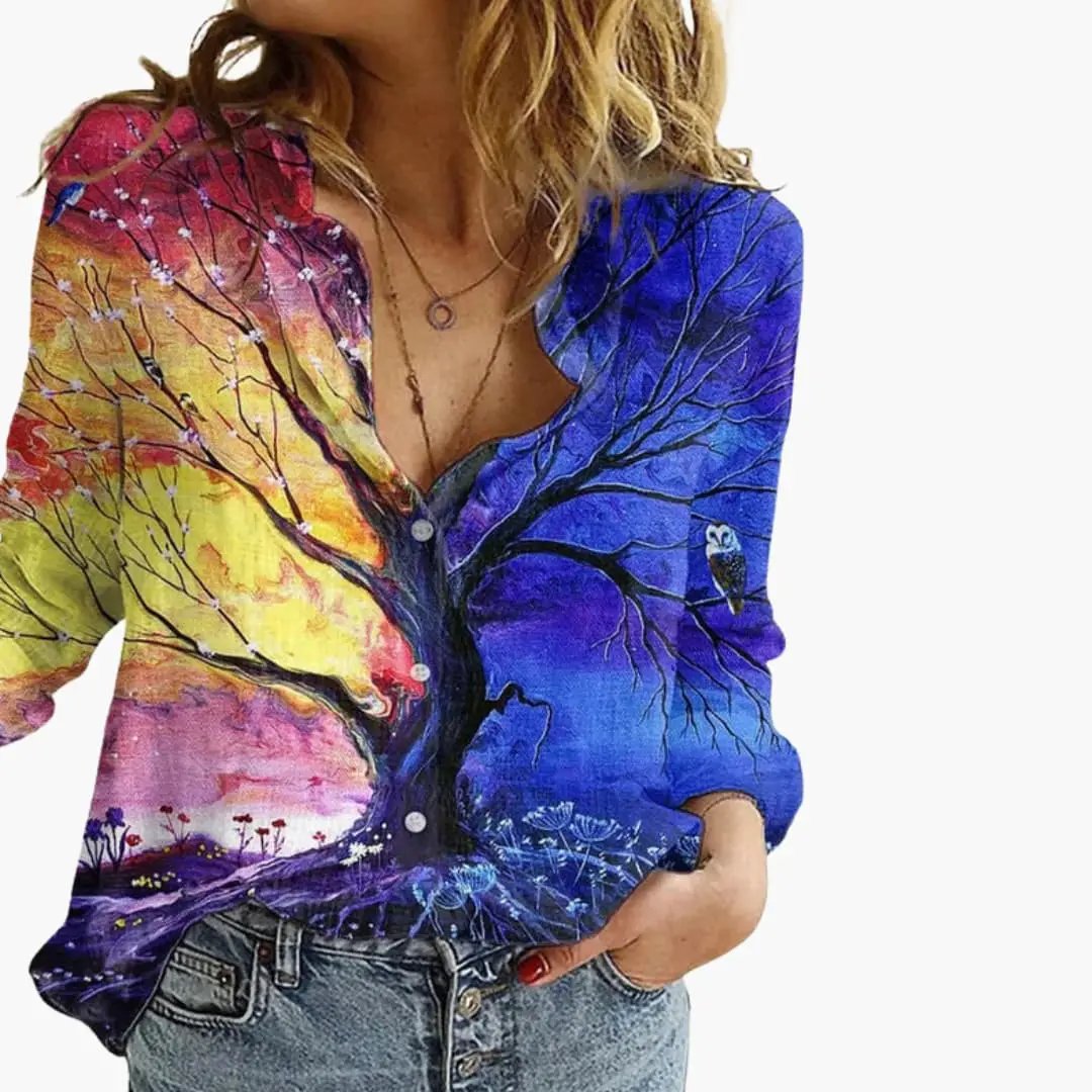 Blouse Artistique Imprimée pour Femme