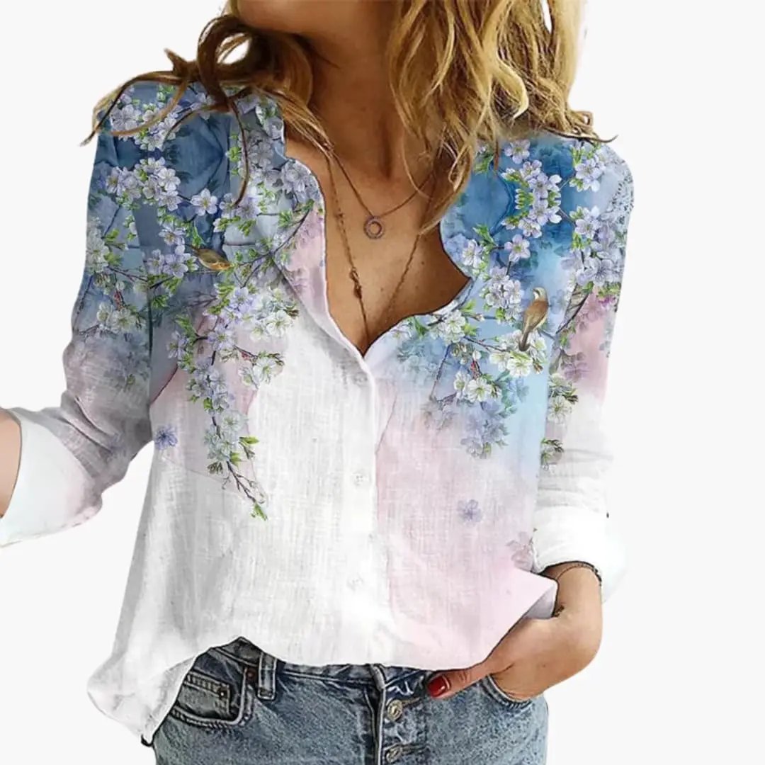 Blouse Femme Artistique Imprimée Décontracté à Motifs