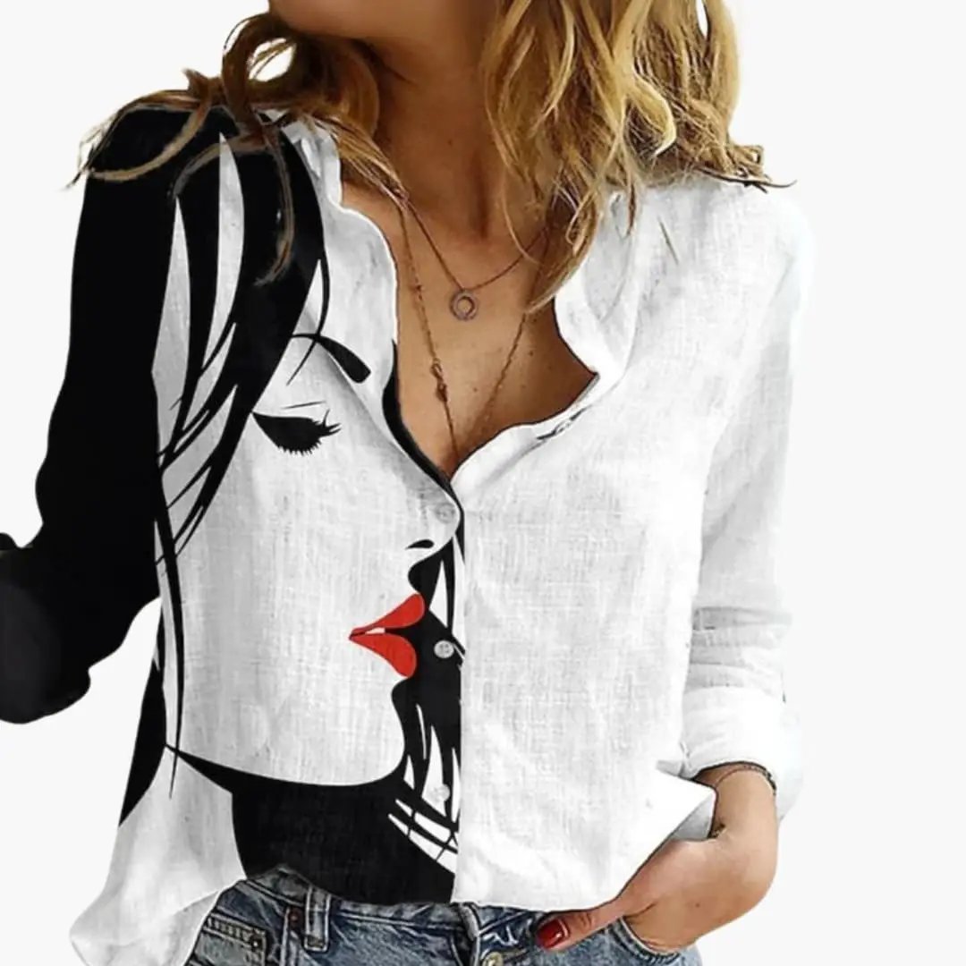 Blouse Artistique Imprimée pour Femme