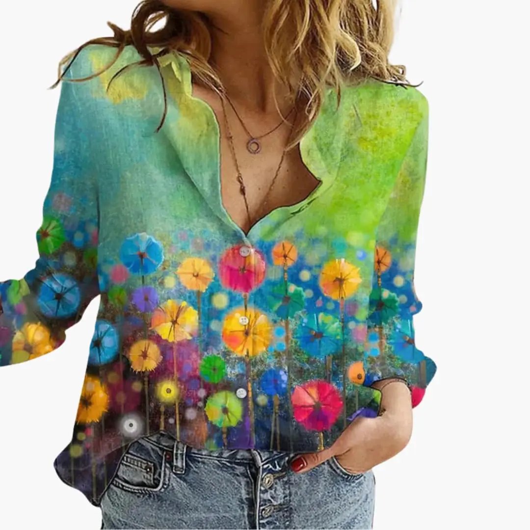 Blouse Femme Artistique Imprimée Décontracté à Motifs