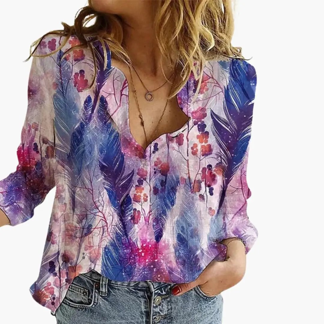 Blouse Femme Artistique Imprimée Décontracté à Motifs