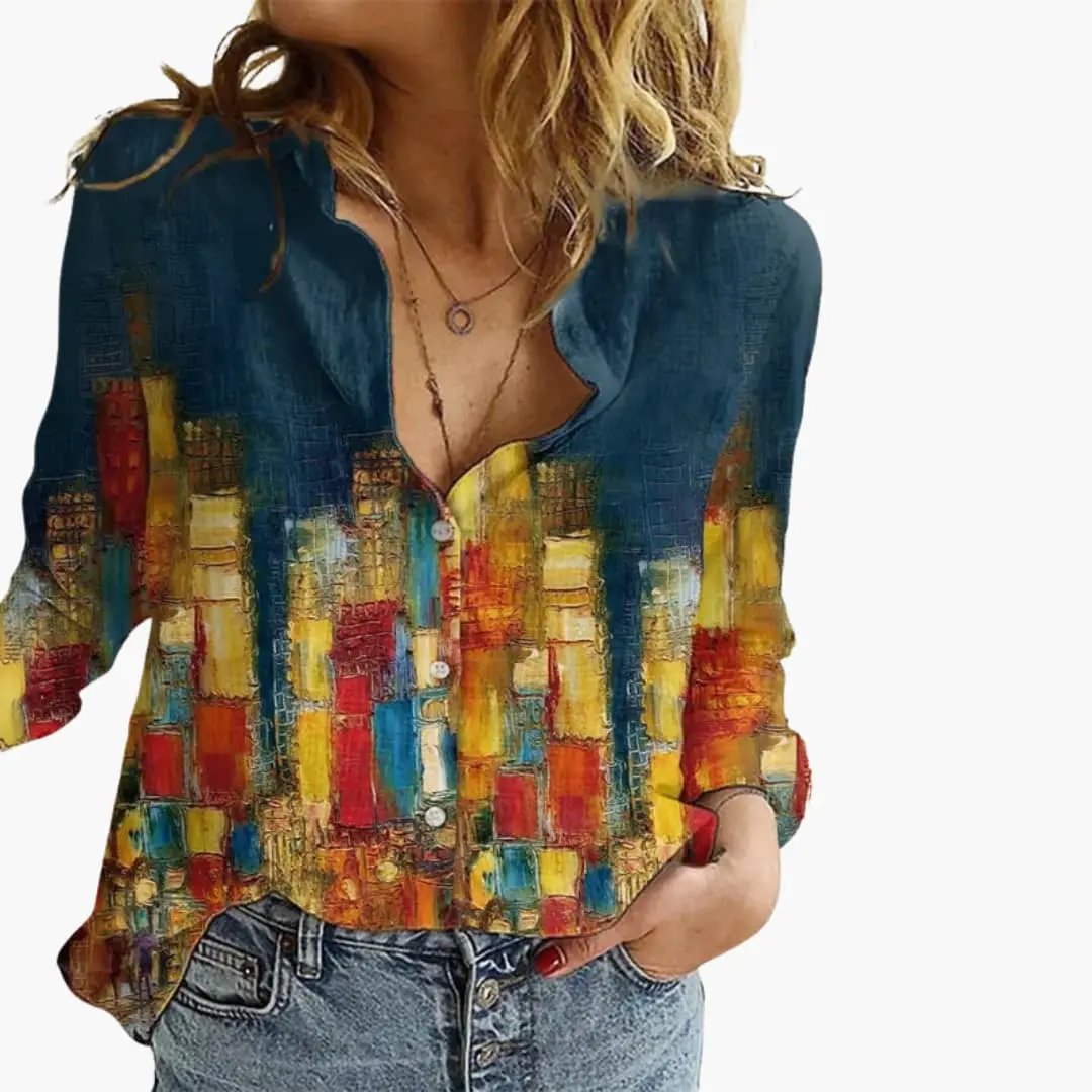 Blouse Artistique Imprimée pour Femme