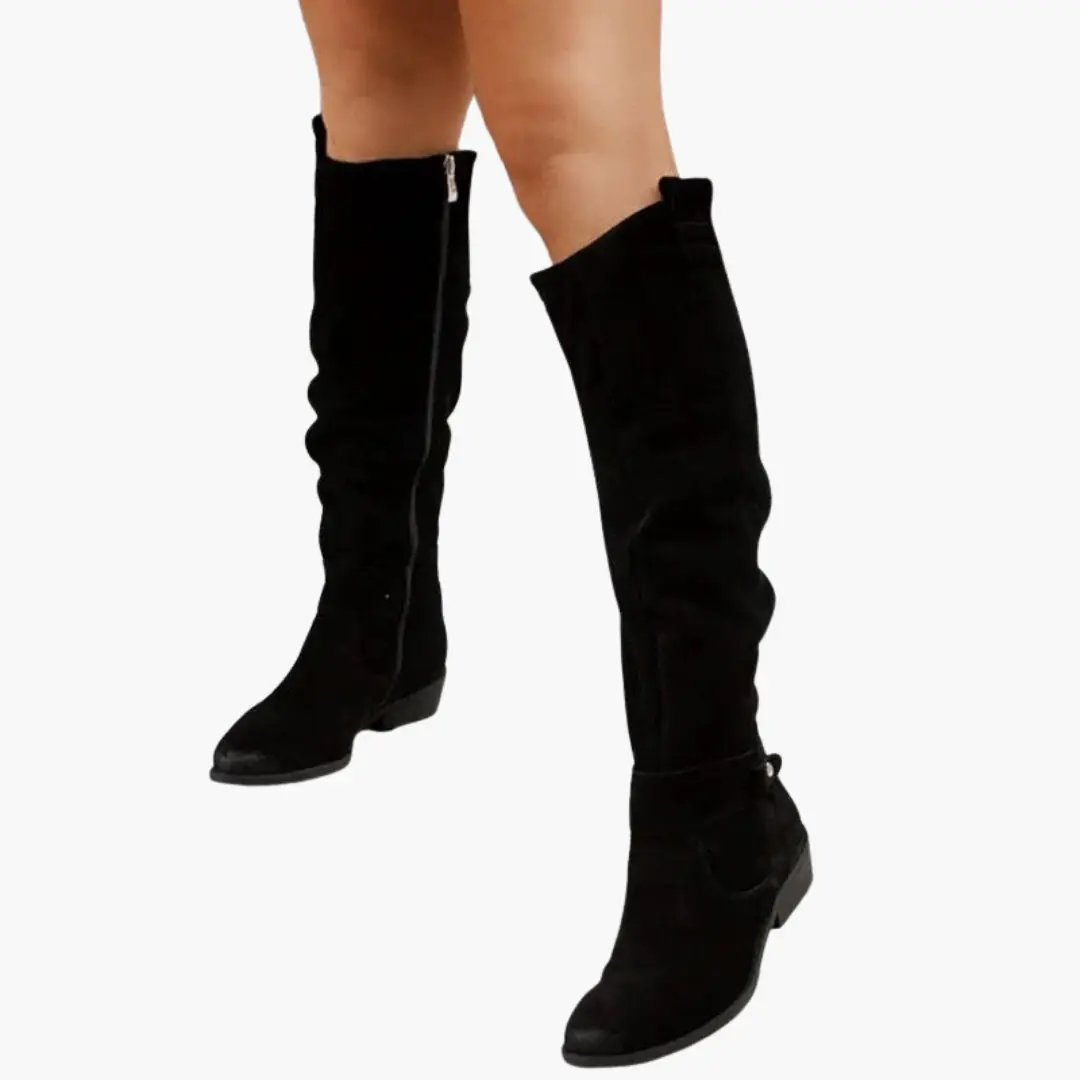Bottes Hautes Plissées Style Western pour Femme