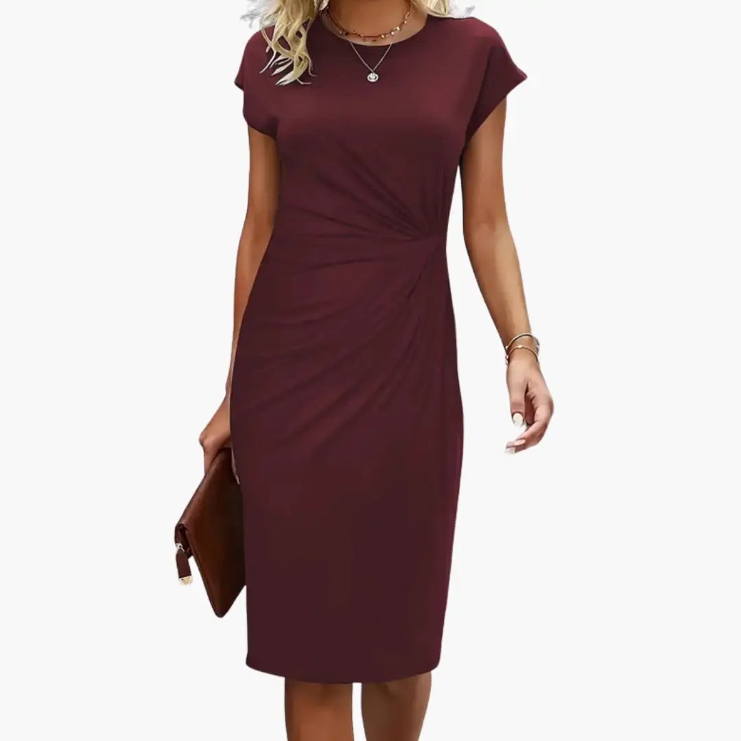 Robe Midi Élégante à Effet Drapé
