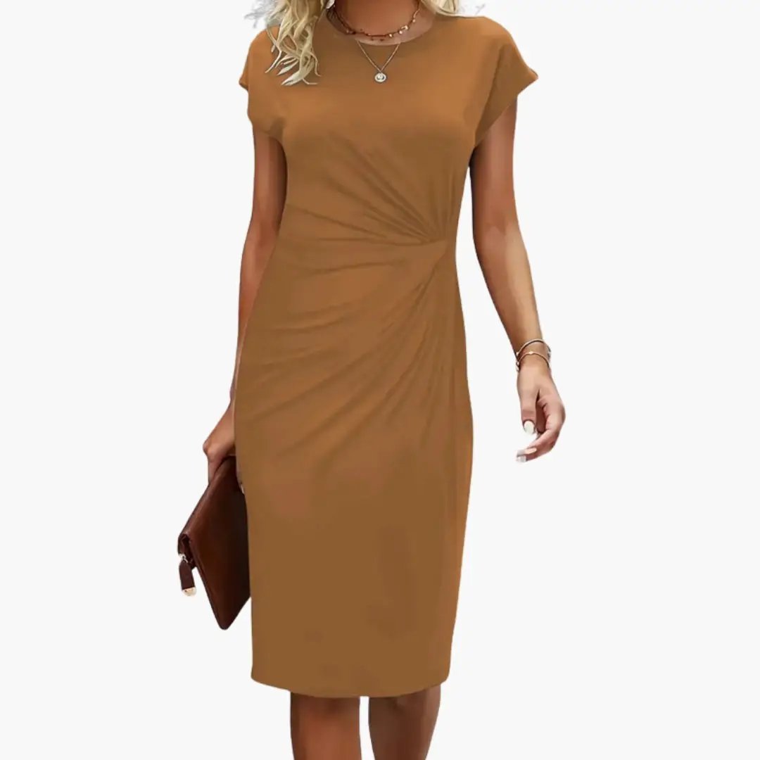 Robe Midi Élégante à Effet Drapé