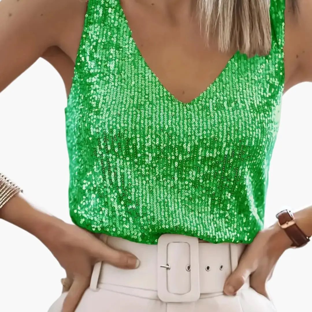 Top Sans Manches Femme à Sequins Style Élégant Moderne