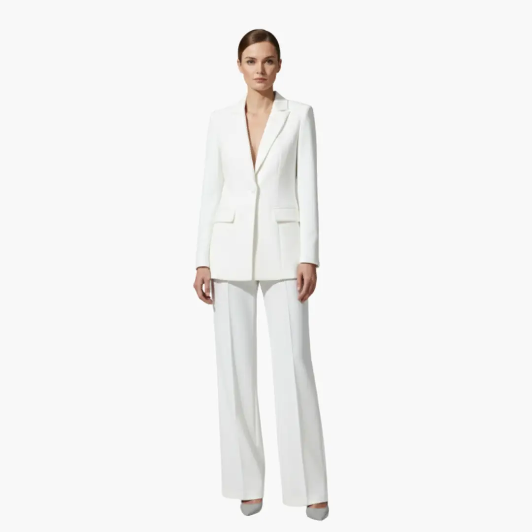 Tailleur Femme Ensemble Blazer et Pantalon Large Moderne