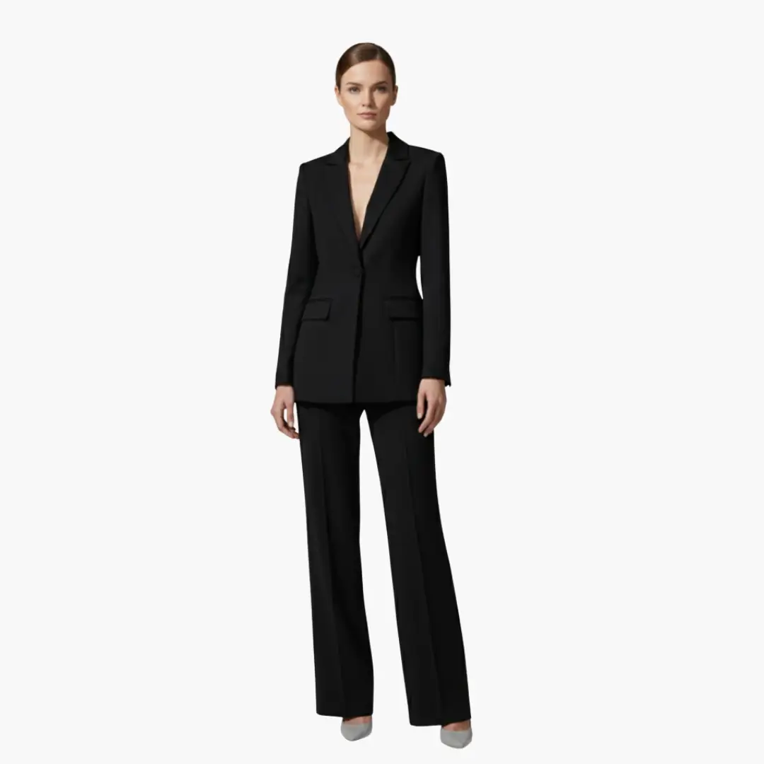 Tailleur Femme Ensemble Blazer et Pantalon Large Moderne