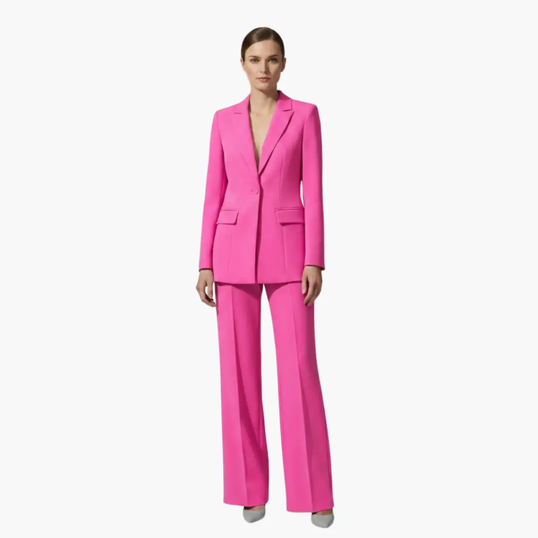 Tailleur Femme Ensemble Blazer et Pantalon Large Moderne