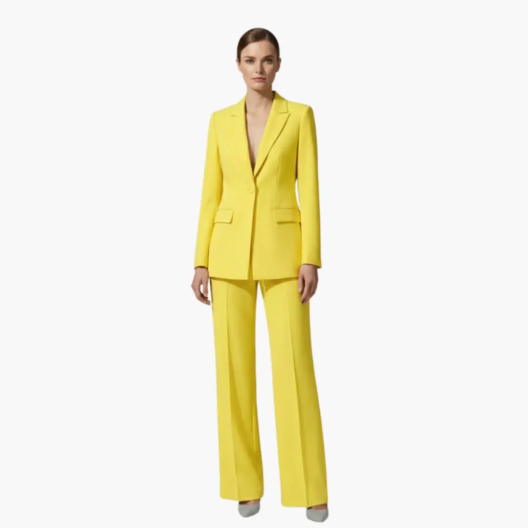 Tailleur Femme Ensemble Blazer et Pantalon Large Moderne