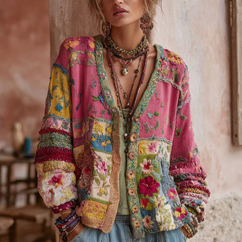 Bohemian Floral Patchwork Women’s Cardigan