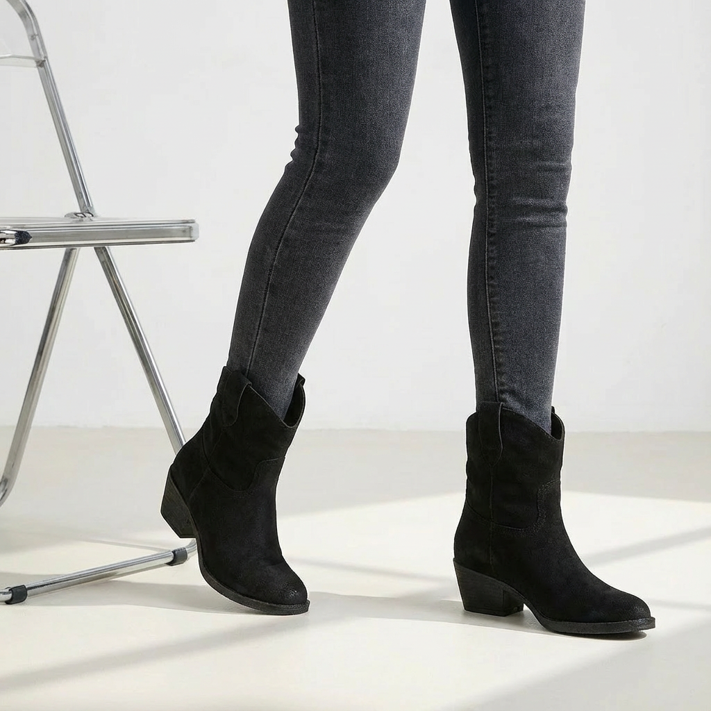 Élégantes Bottines Cowboy Femme à Talon Bloc
