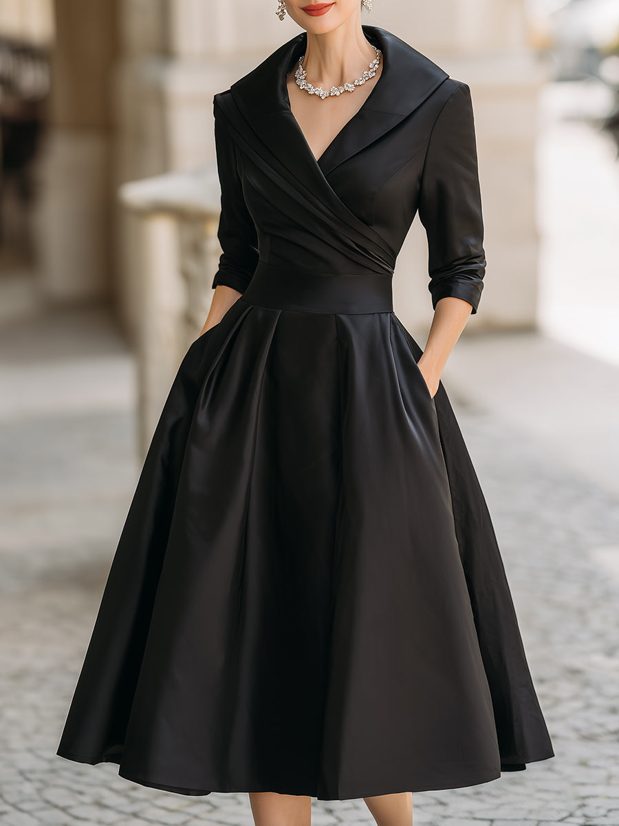 Robe Midi Cache-Cœur Femme Coupe Évasée Élégante