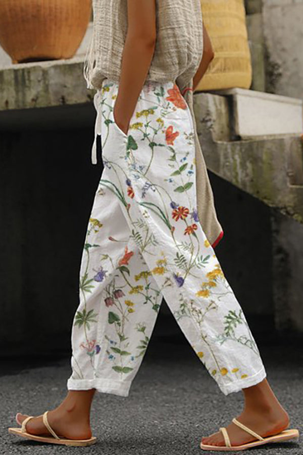 Pantalon Palazzo Décontracté à Motifs Pour Femme