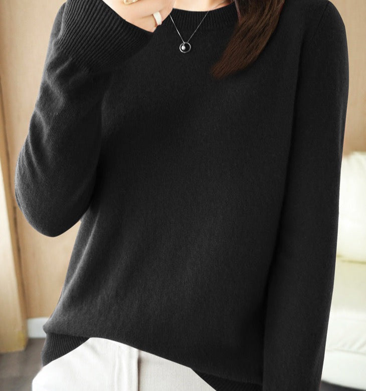Casual Long-Sleeve Crew-Neck Pullover for Women