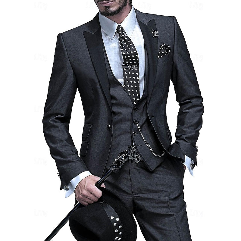 Costume Homme 3 Pièces Élégant – Ensemble Veste, Gilet et Pantalon