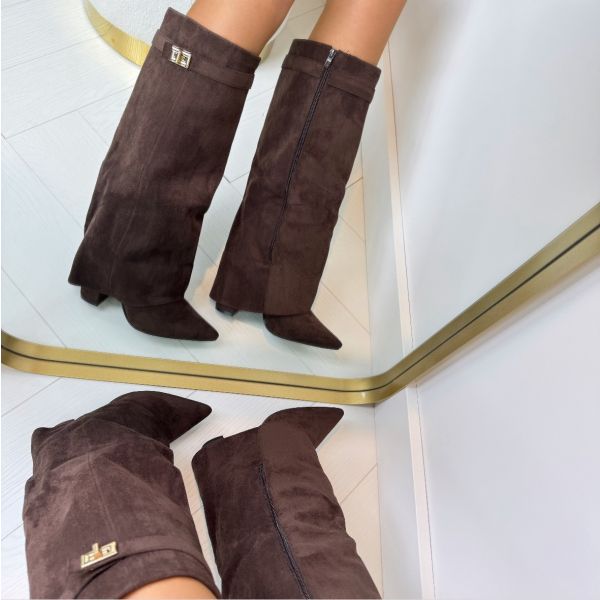 Botas altas de mujer con tacón bloque y punta puntiaguda