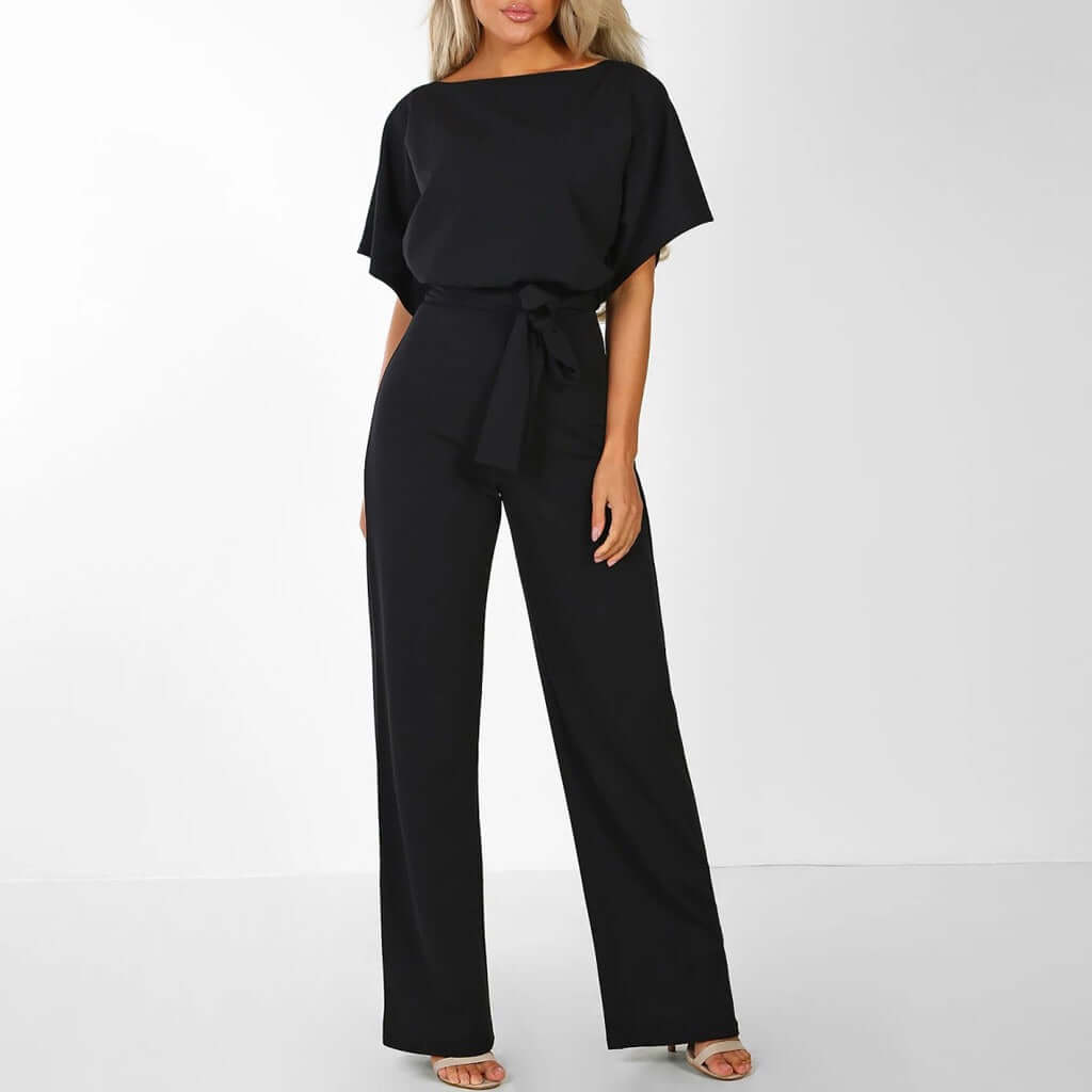 Combinaison femme élégante manches fluides taille nouée