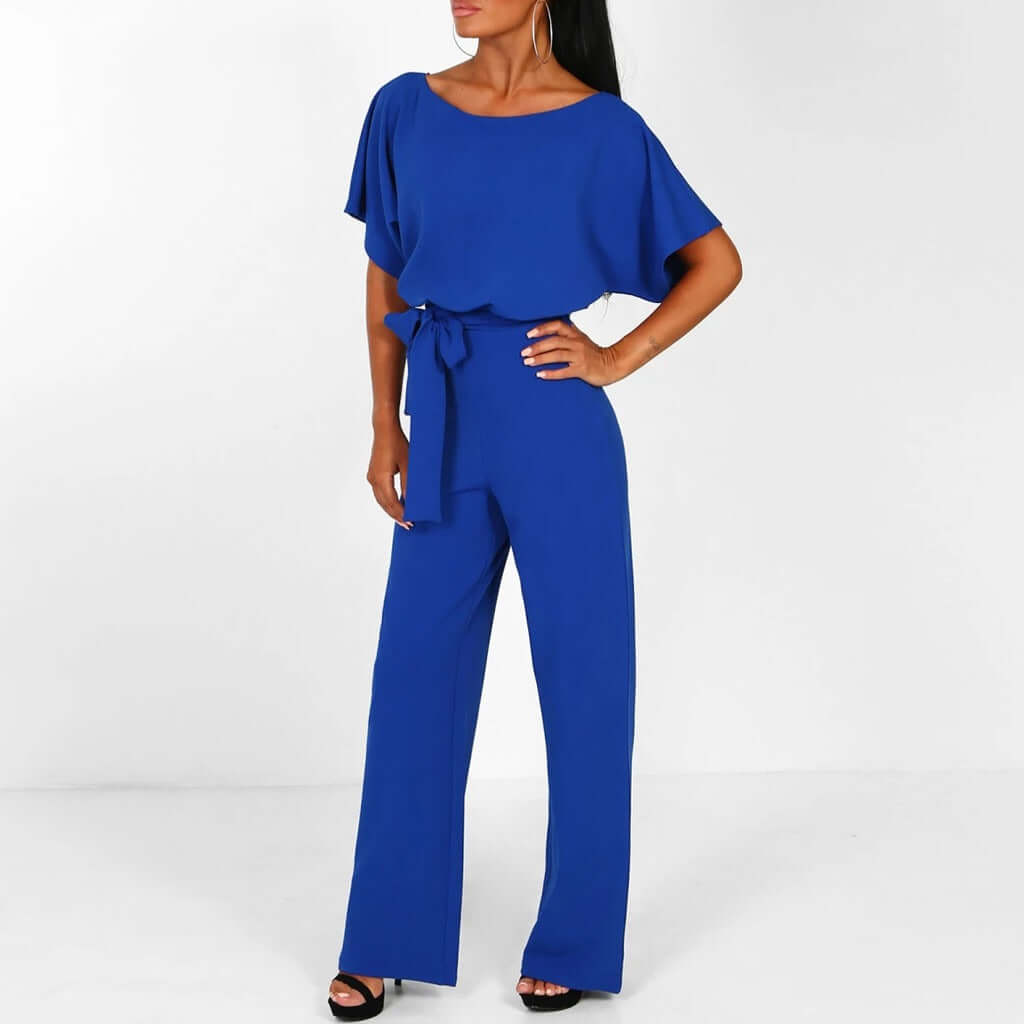 Combinaison femme élégante manches fluides taille nouée