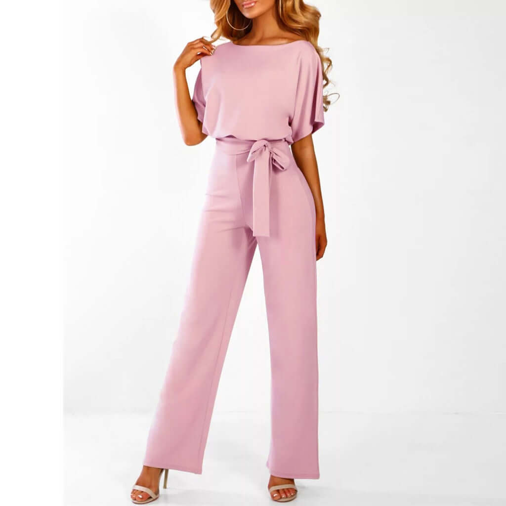 Combinaison femme élégante manches fluides taille nouée