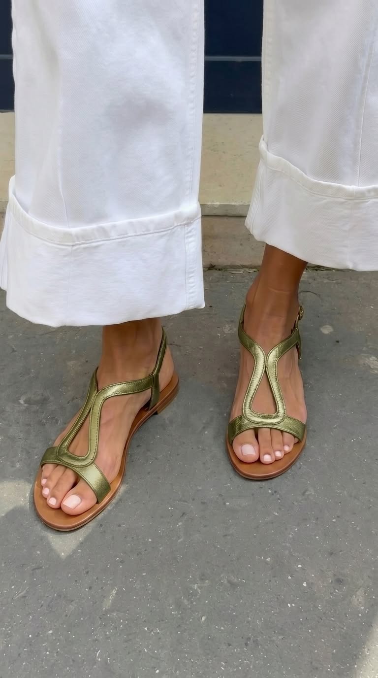 Sandales Femme à Brides Métalliques et Design Minimaliste