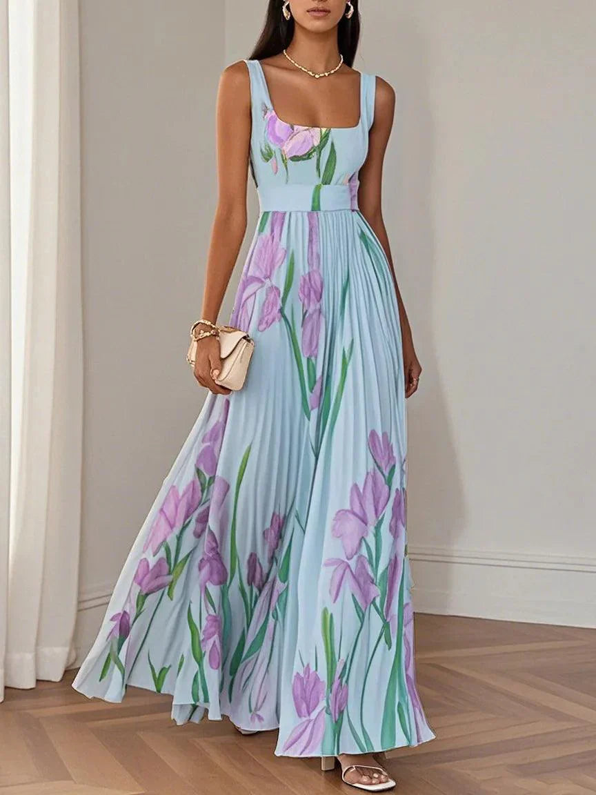 Robe Longue Fluide à Imprimé Floral