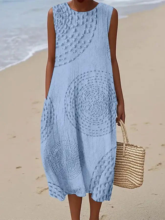 Sleeveless embroidered midi dress for women