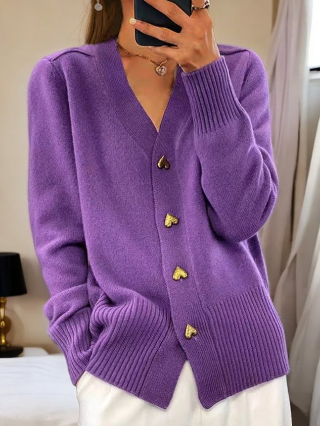 Women's Soft-Knit Cardigan with Gold Buttons