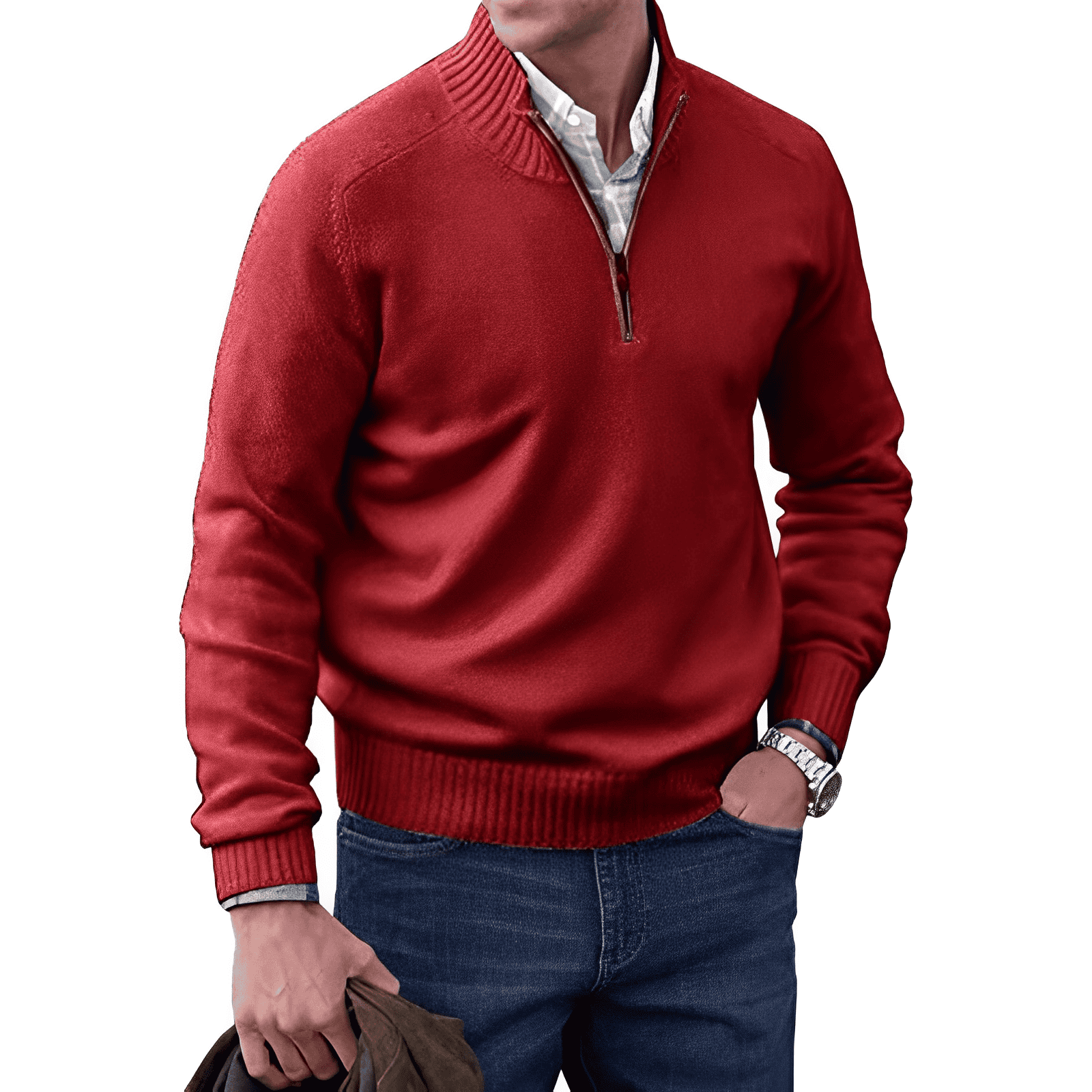 Men’s Quarter-Zip Sweater with a Classic Fit